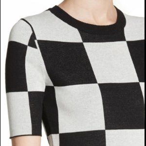 Staud Omar's Checkerboard Knit Shirt In Black/ Opal Check - brand new!